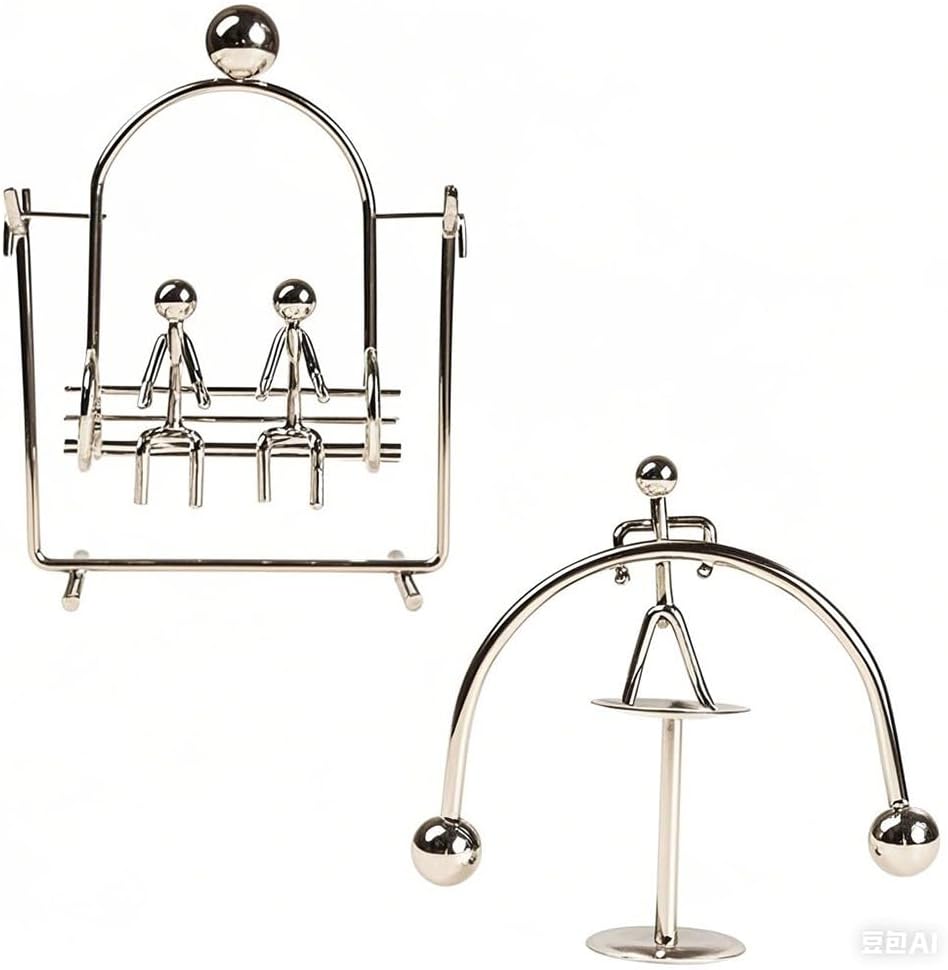 2pcs Swing Balance Ornament, Newtonian Physics Desktop Decor & Office Relaxation Toy