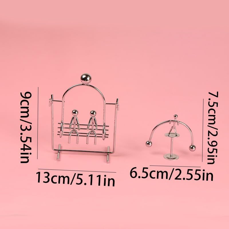 2pcs Swing Balance Ornament, Newtonian Physics Desktop Decor & Office Relaxation Toy