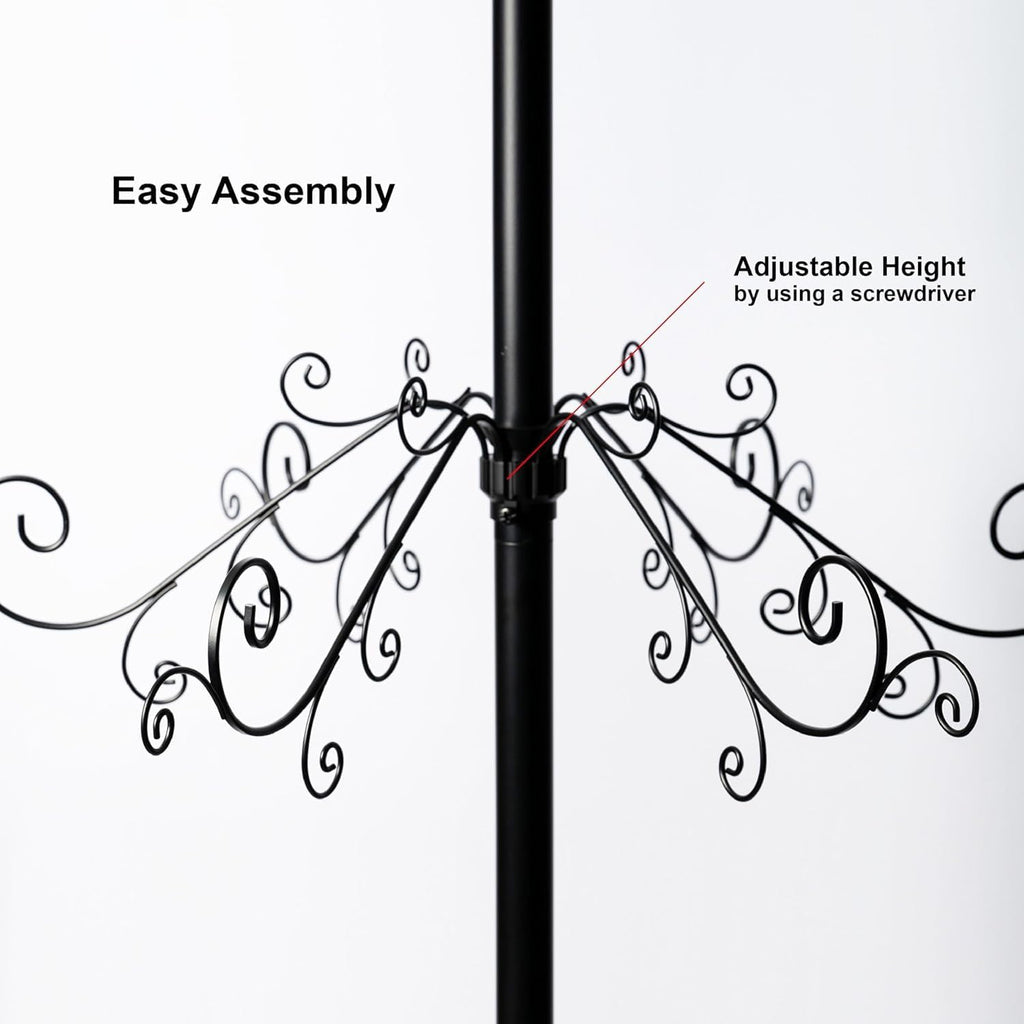 HOHIYA 6.5 Ft Ornament Display Tree Stand 174 Hook Metal Christmas Tree | Large wrought iron display tree holds 174 ornaments for Christmas, Halloween, weddings and year-round décor.