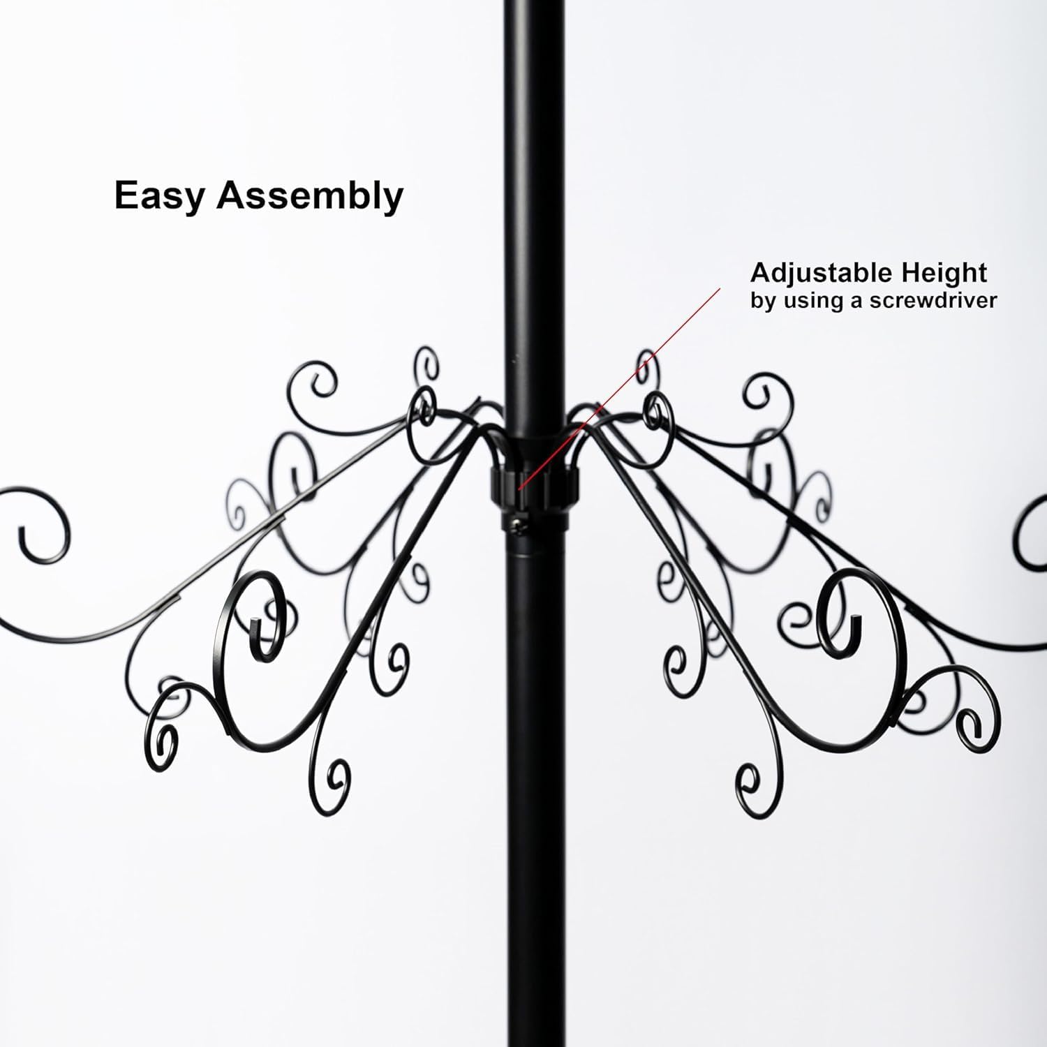 HOHIYA 6.5 Ft Ornament Display Tree Stand 174 Hook Metal Christmas Tree | Large wrought iron display tree holds 174 ornaments for Christmas, Halloween, weddings and year-round décor.