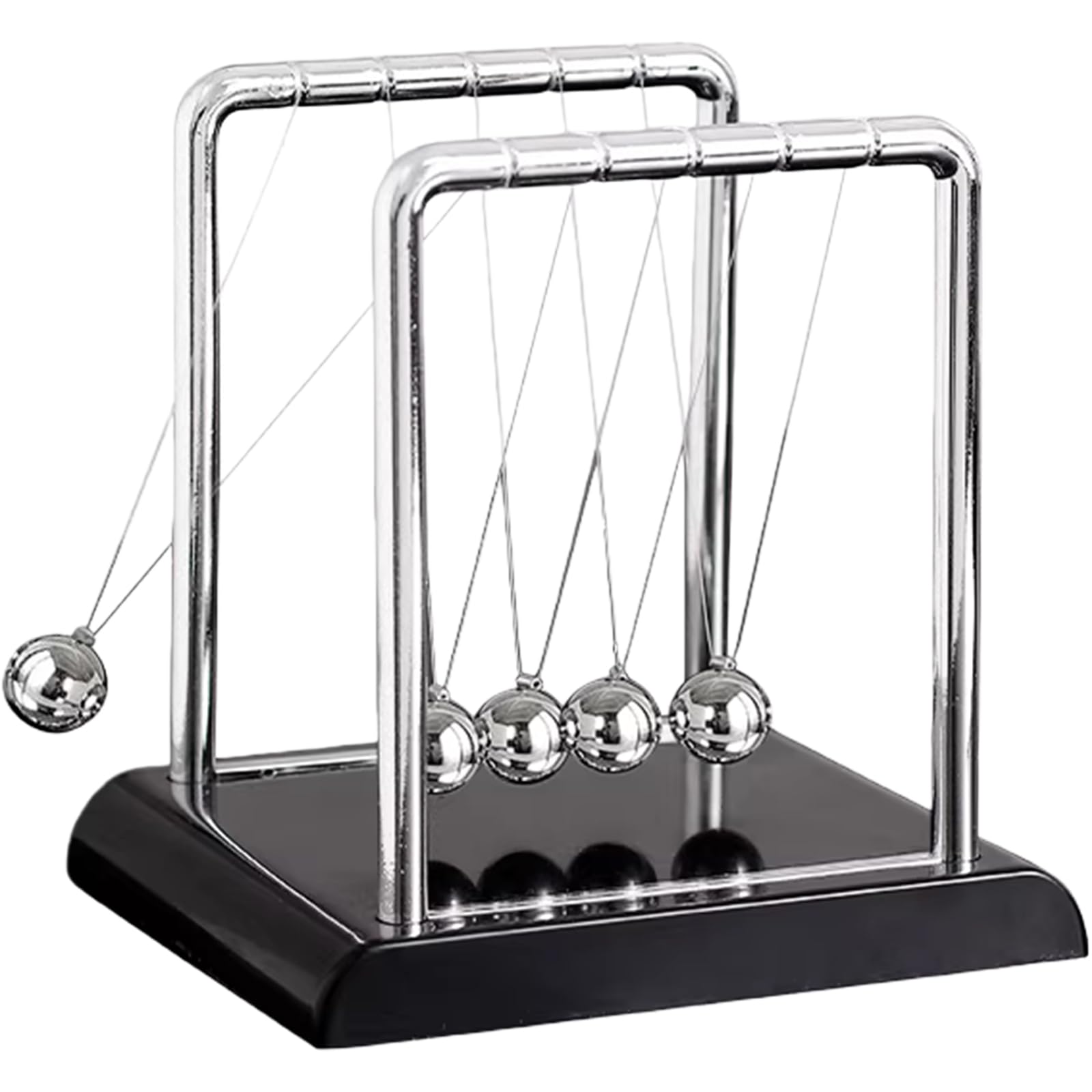 Newtons Cradle Balance Balls,Pendulum Balls with Black Base,Newtons Cradle Pendulum,Desk Decor for Men,Physics Toys,Metal Creative Ornament Crafts,Mind Bending Desk Sculpture - Large Black