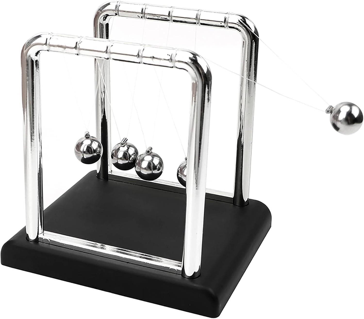 Newtons Cradle Balance Balls,Pendulum Balls with Black Base,Newtons Cradle Pendulum,Desk Decor for Men,Physics Toys,Metal Creative Ornament Crafts,Mind Bending Desk Sculpture - Large Black