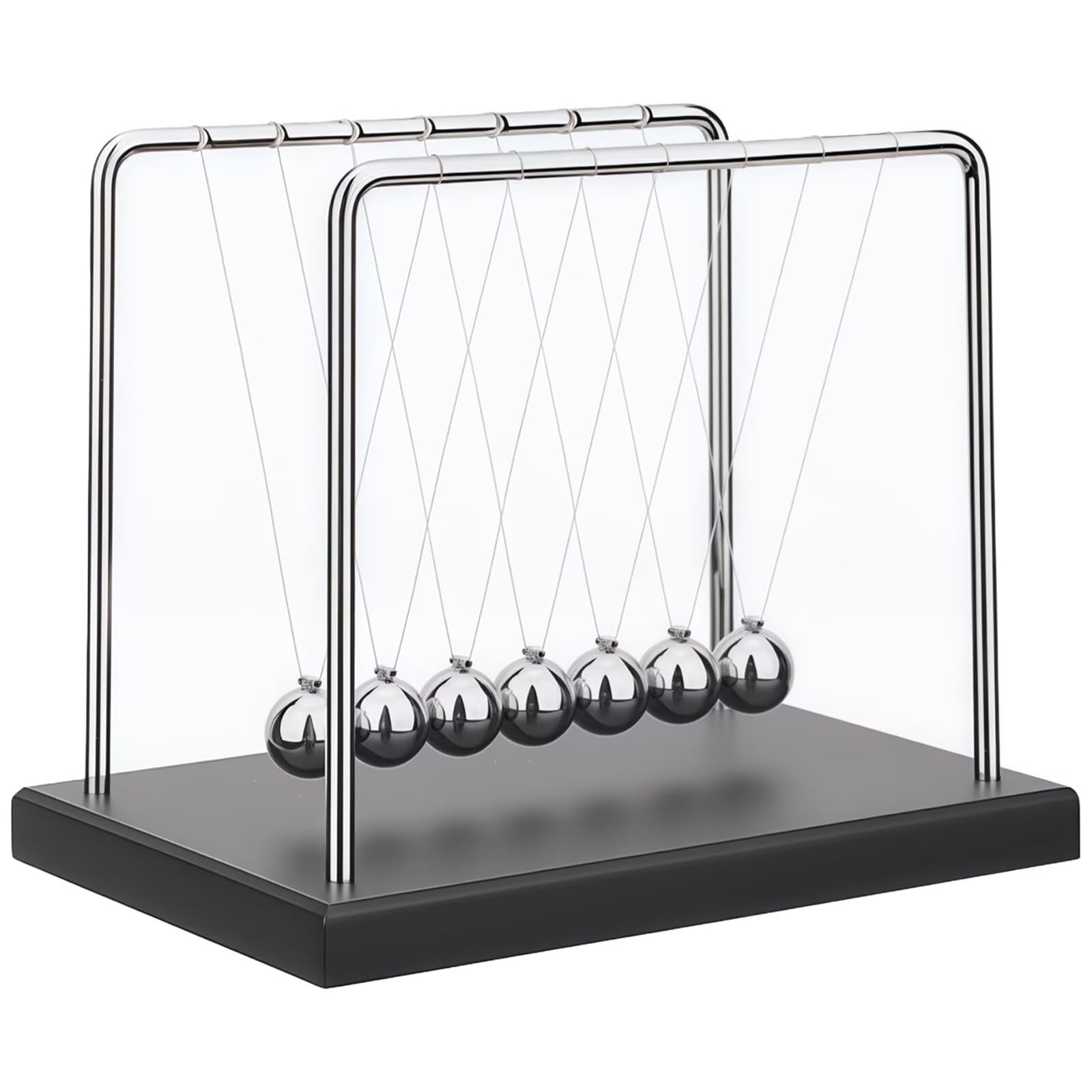 Newtons Cradle Balance Balls,Pendulum Balls with Black Base,Newtons Cradle Pendulum,Desk Decor for Men,Physics Toys,Metal Creative Ornament Crafts,Mind Bending Desk Sculpture - Large Black