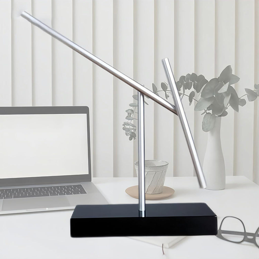 CulinaryEdge Kinetic Energy Sculpture Pendulum Ornament Desktop Pendant Silent Metal Desk Toy Chaotic Pendulum Battery Powered Desktop Decor for Office Home