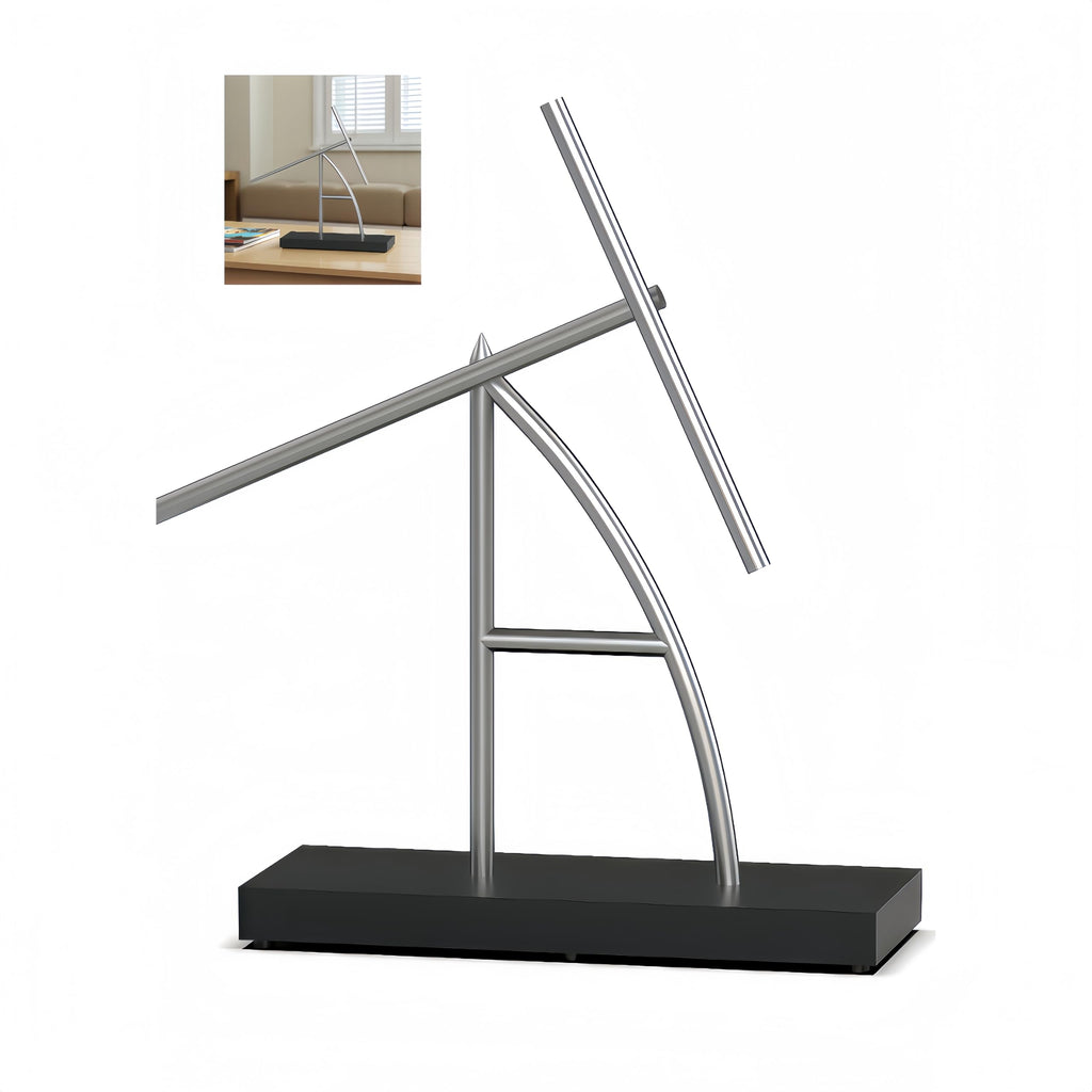 CulinaryEdge Kinetic Energy Sculpture Pendulum Ornament Desktop Pendant Silent Metal Desk Toy Chaotic Pendulum Battery Powered Desktop Decor for Office Home