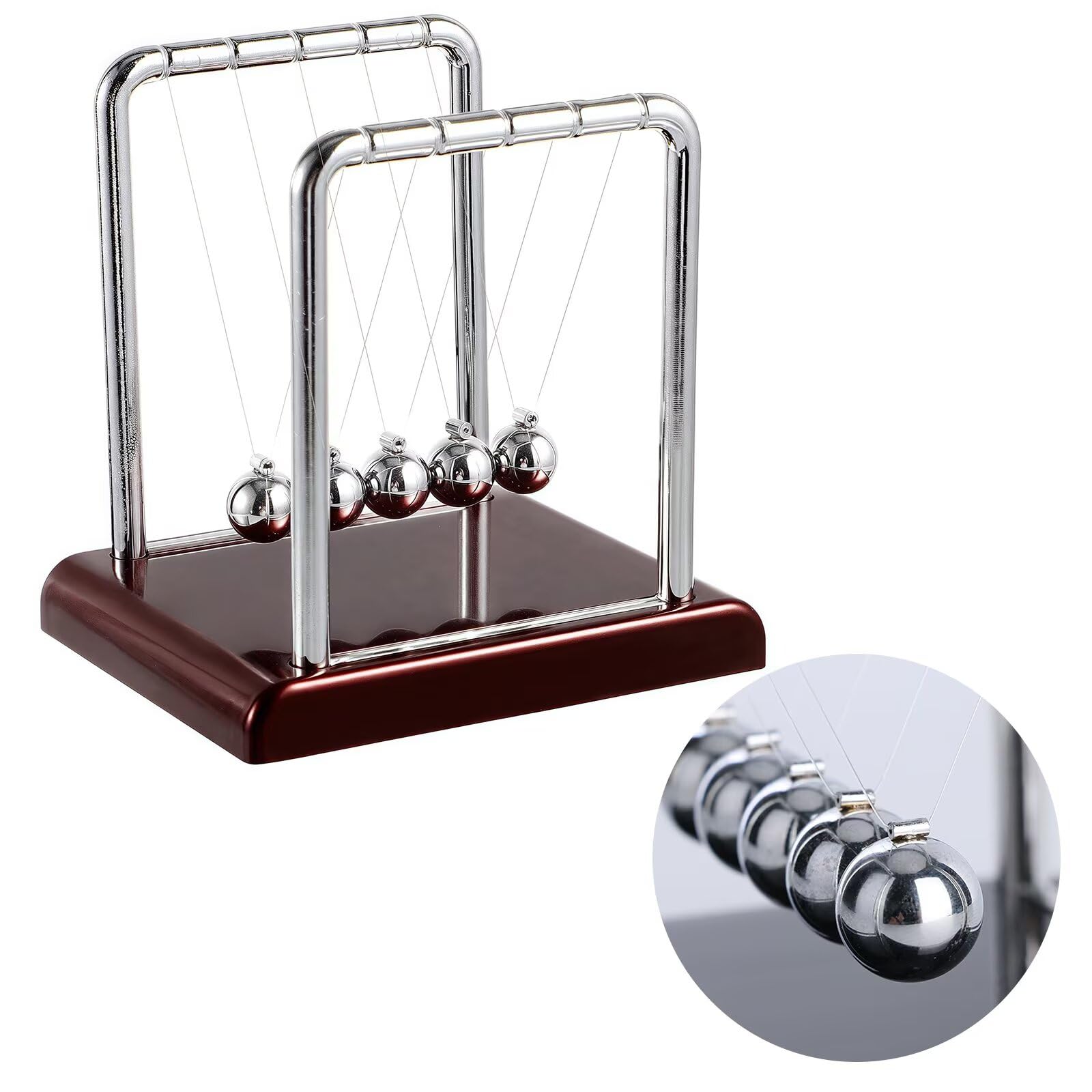 Newtons Cradle Balance Balls,Pendulum Balls with Black Base,Newtons Cradle Pendulum,Desk Decor for Men,Physics Toys,Metal Creative Ornament Crafts,Mind Bending Desk Sculpture - Large Black