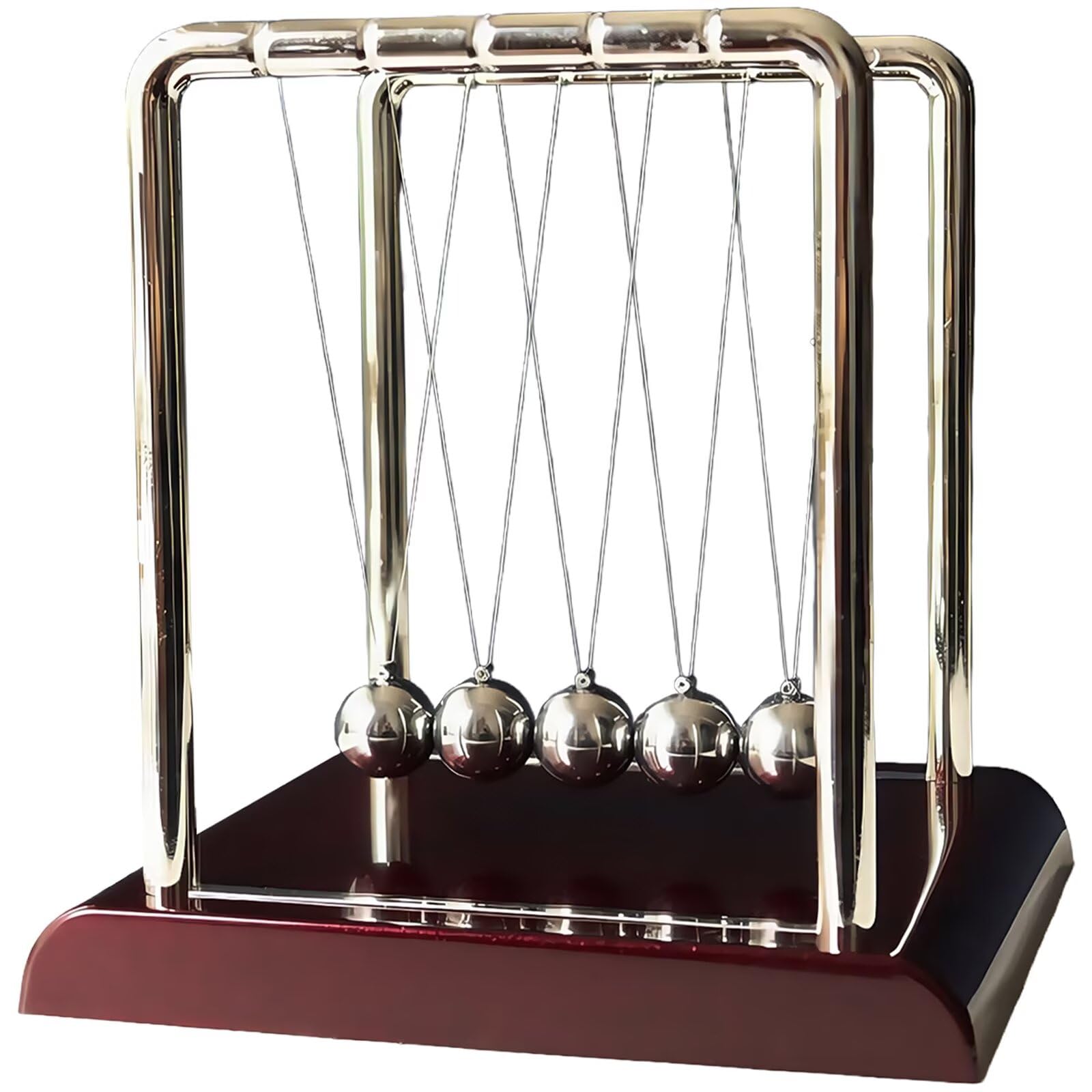 Newtons Cradle Balance Balls,Pendulum Balls with Black Base,Newtons Cradle Pendulum,Desk Decor for Men,Physics Toys,Metal Creative Ornament Crafts,Mind Bending Desk Sculpture - Large Black