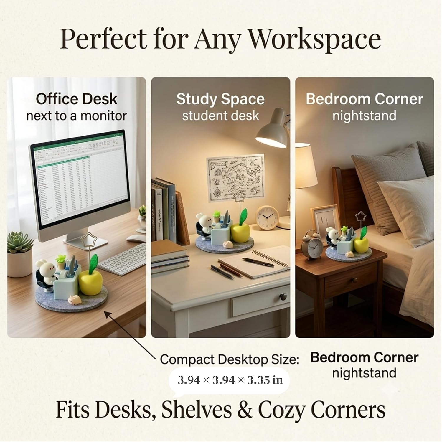 Emotional Support Bunny Desk Decor Set, Miniature Office Figurine | Bunny Office Scene Ornament with 30 Motivational Cards, Stress Relief Desktop Decor Gift for Home Office Workspace